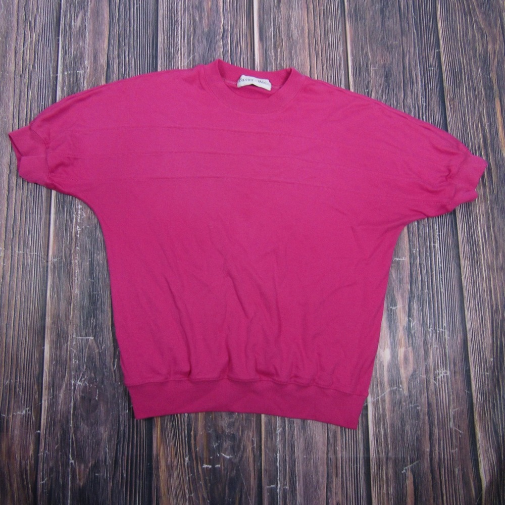 Baxter Wells Shirt Womens XL Pink Dolman Sleeve Crewneck Short Sleeve Top